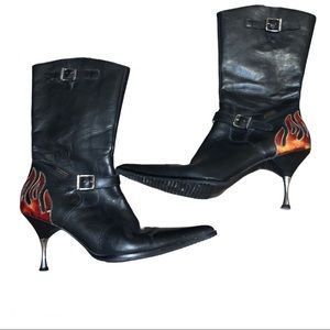 Harley Davidson Motorcycle Boots 7 Flames leather